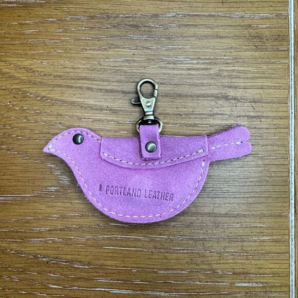 PINK SUEDE Portland Leather Mockingbird Pouch Purse Charm FAST SHIP - Picture 1 of 2